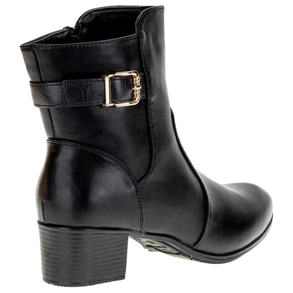 Bota Feminina Cano Curto Mooncity Salto Grosso 72075 Preto 3