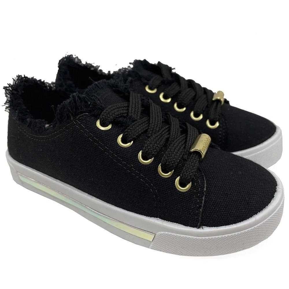 Tênis Infantil Meninas Molekinha Lona 2524.331 Preto 2