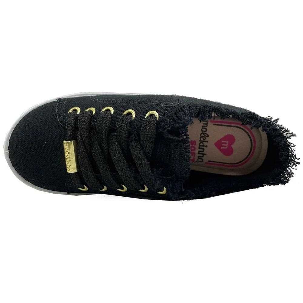 Tênis Infantil Meninas Molekinha Lona 2524.331 Preto 4