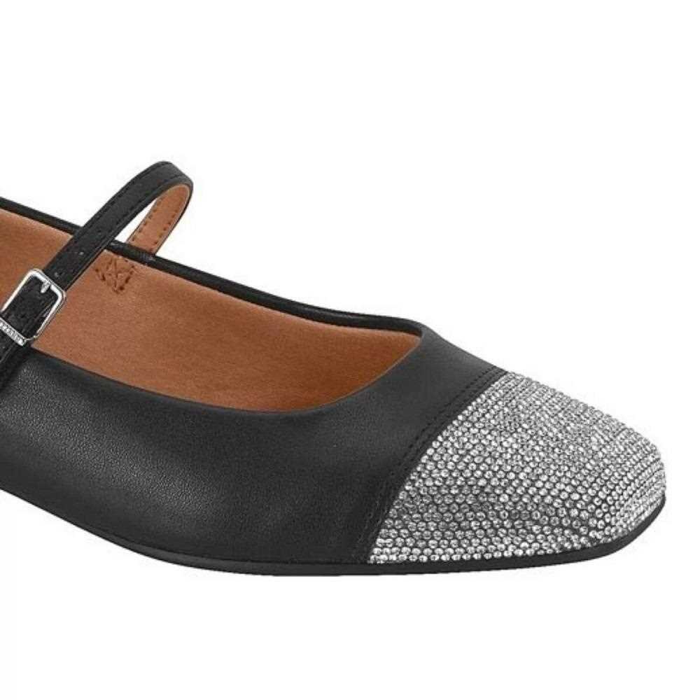 Sapato Boneca Salto Baixo Vizzano Com Strass 1427.103 Preto 4