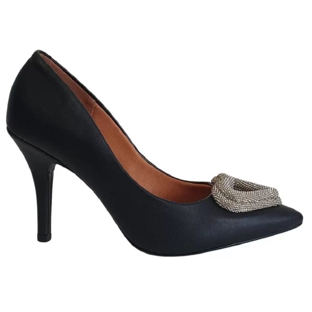 Sapato Scarpin Salto Fino Vizzano Napa Preto 1184.1178