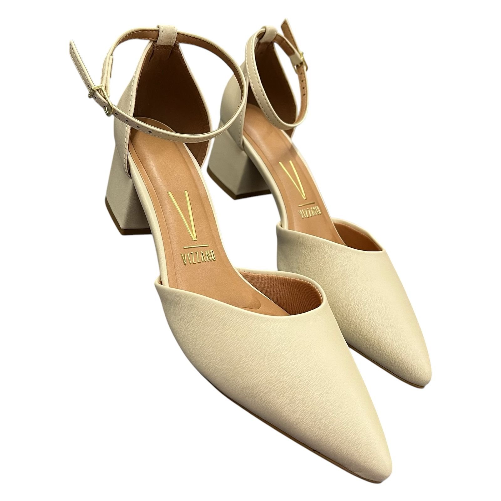 Sapato Scarpin Salto Bloco Vizzano Pelica 1220.317 Creme 6