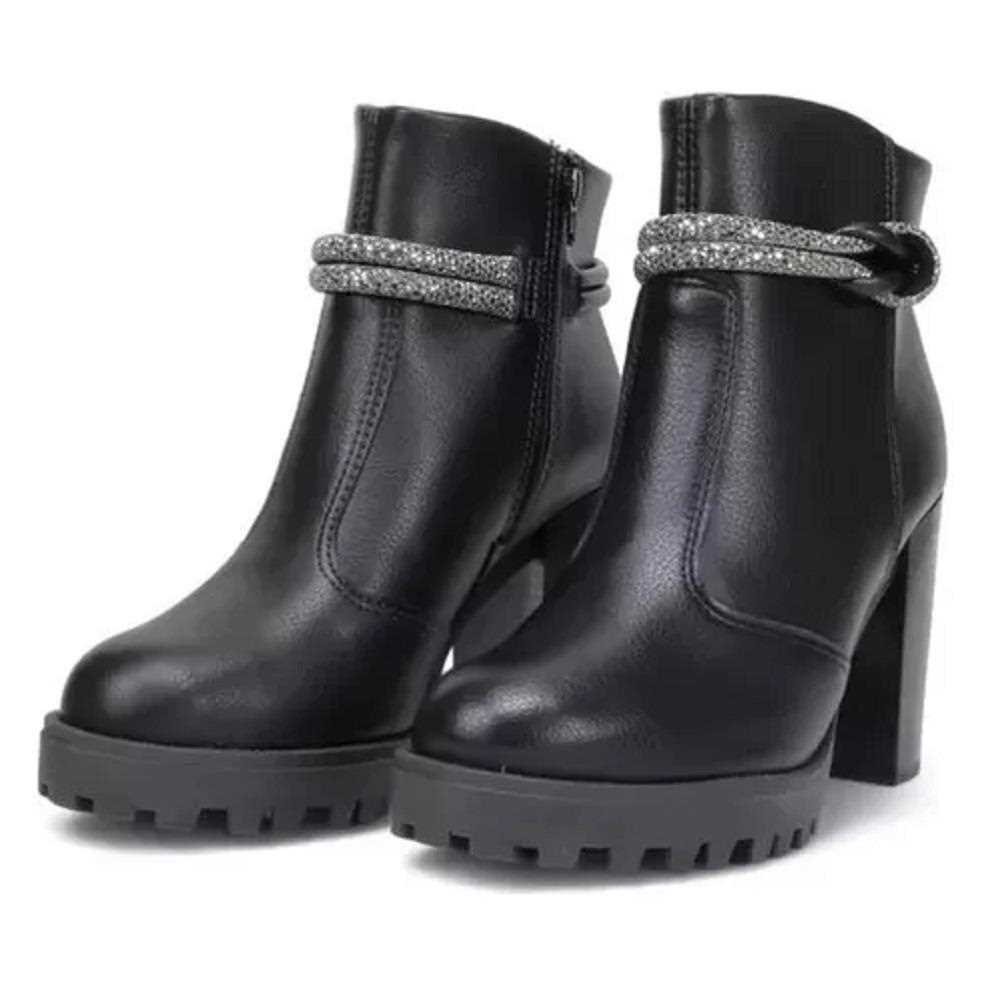 Bota Feminina Salto Alto Moleca Napa 5325.124 Preto 5