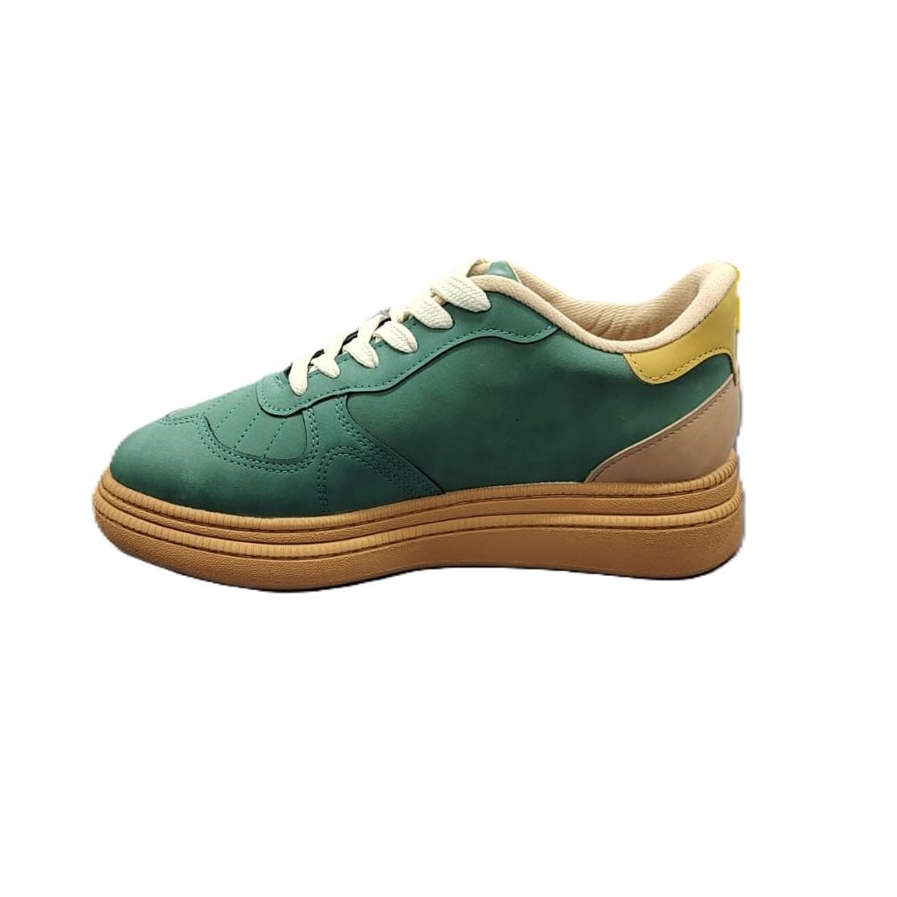 Tênis Casual Feminino Moleca Nobuck Preto 5816.101 Verde 4
