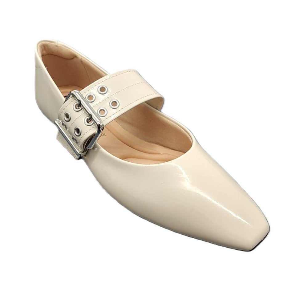 Sapatilha Feminina Moleca Verniz 5821.103 Off White 2