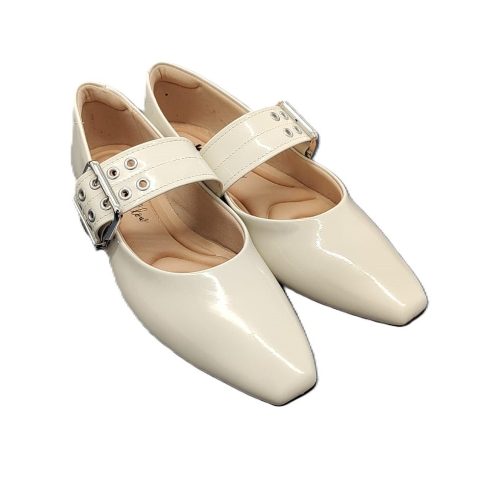 Sapatilha Feminina Moleca Verniz 5821.103 Off White 5