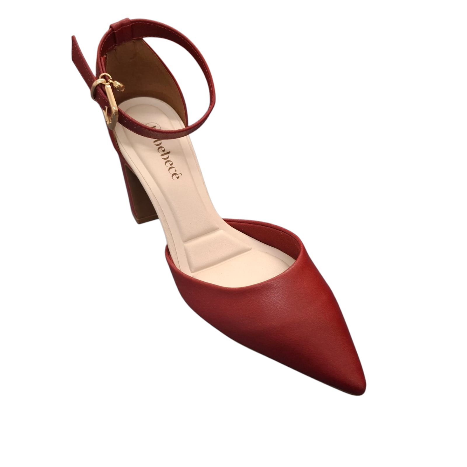 Sapato Scarpin Bebecê Salto Bloco T7021-197 Black Vermelho 2