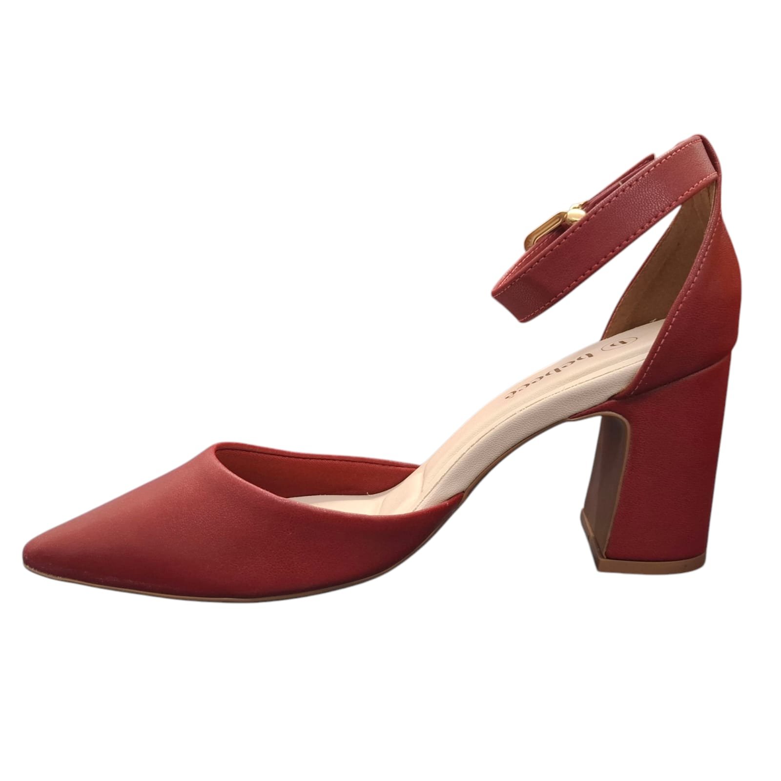 Sapato Scarpin Bebecê Salto Bloco T7021-197 Black Vermelho 3