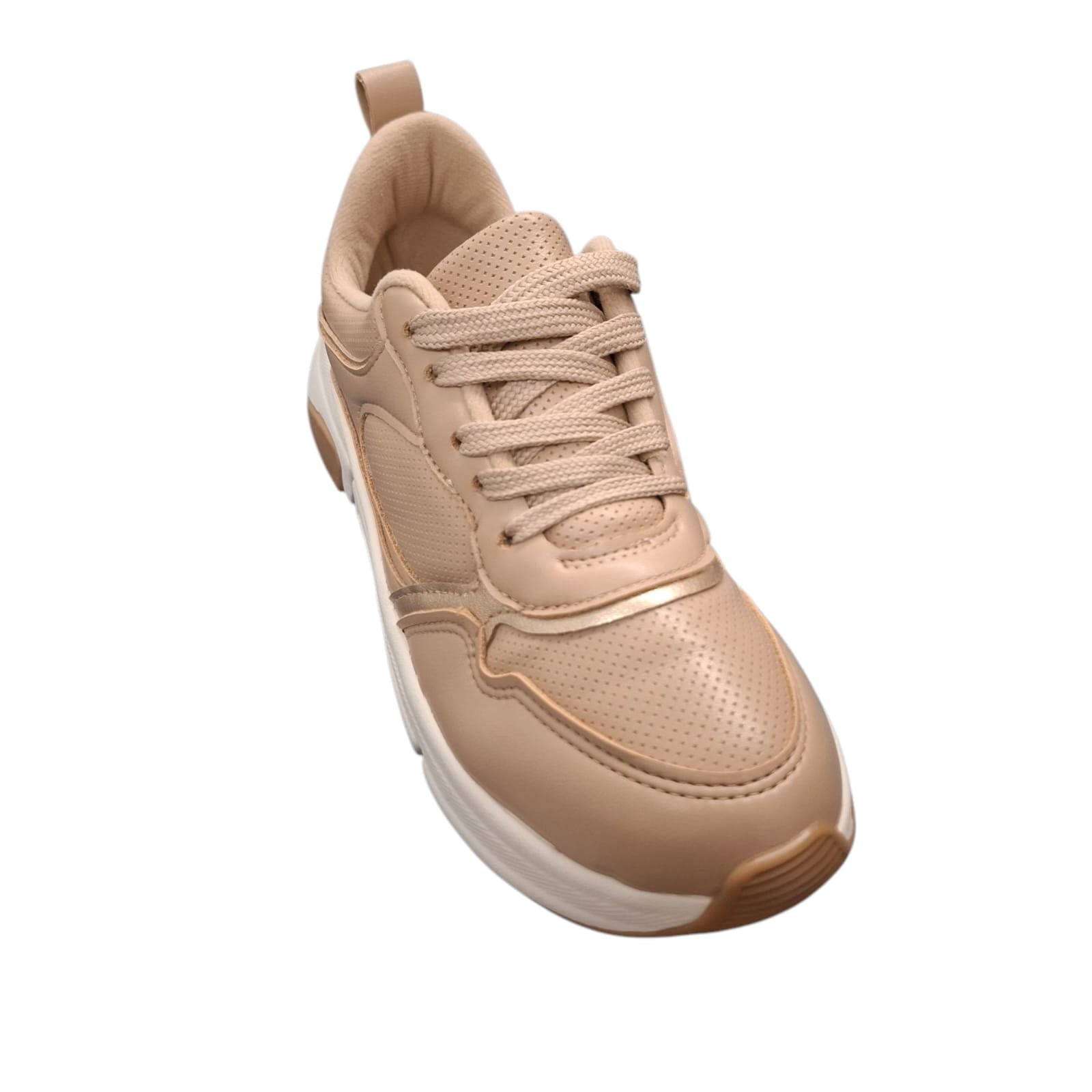 Tênis Casual Feminino Modare Ultraconforto 7401.103 Bege/Dourado 2