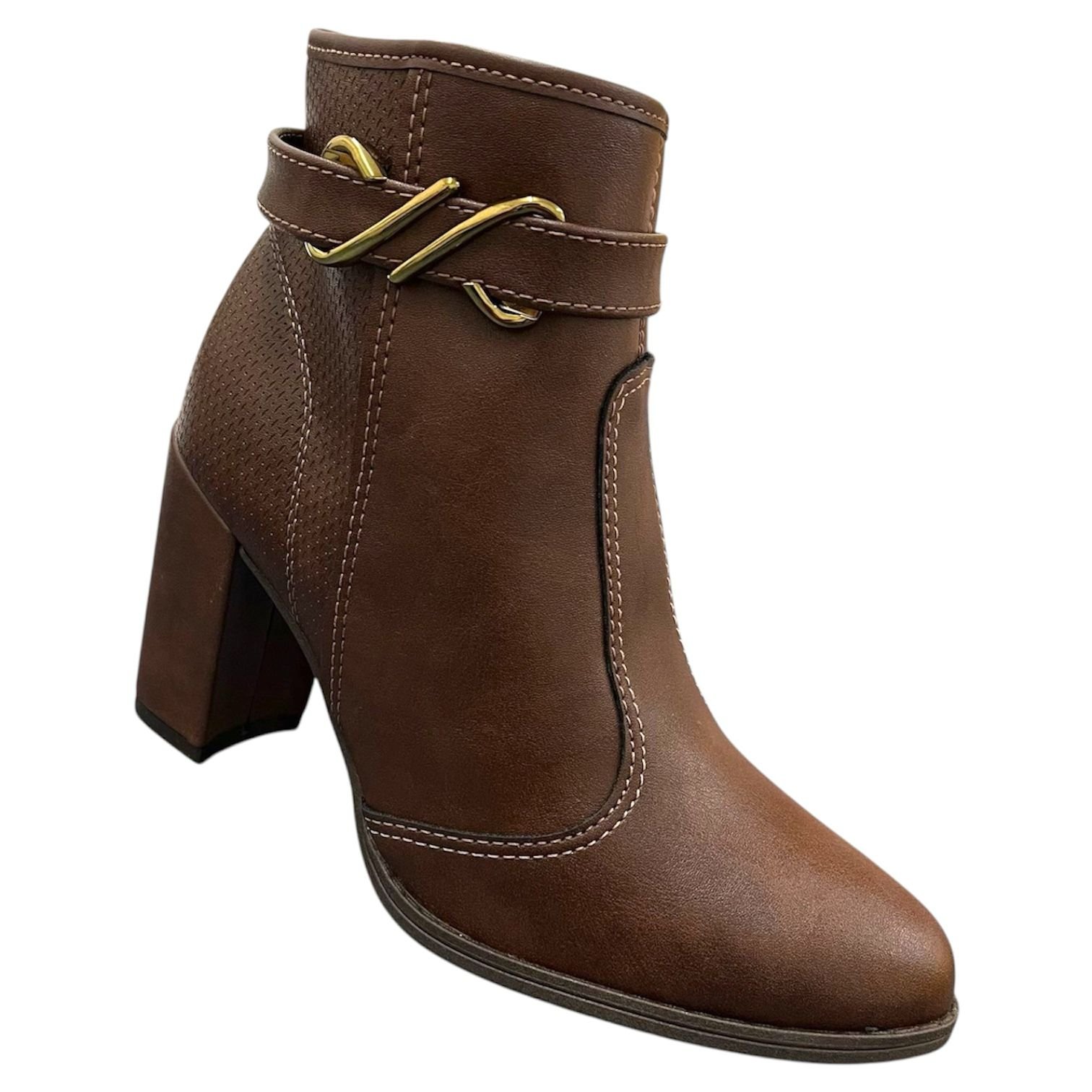Bota Feminina Moleca Salto Bloco 5349.101 Marrom 2