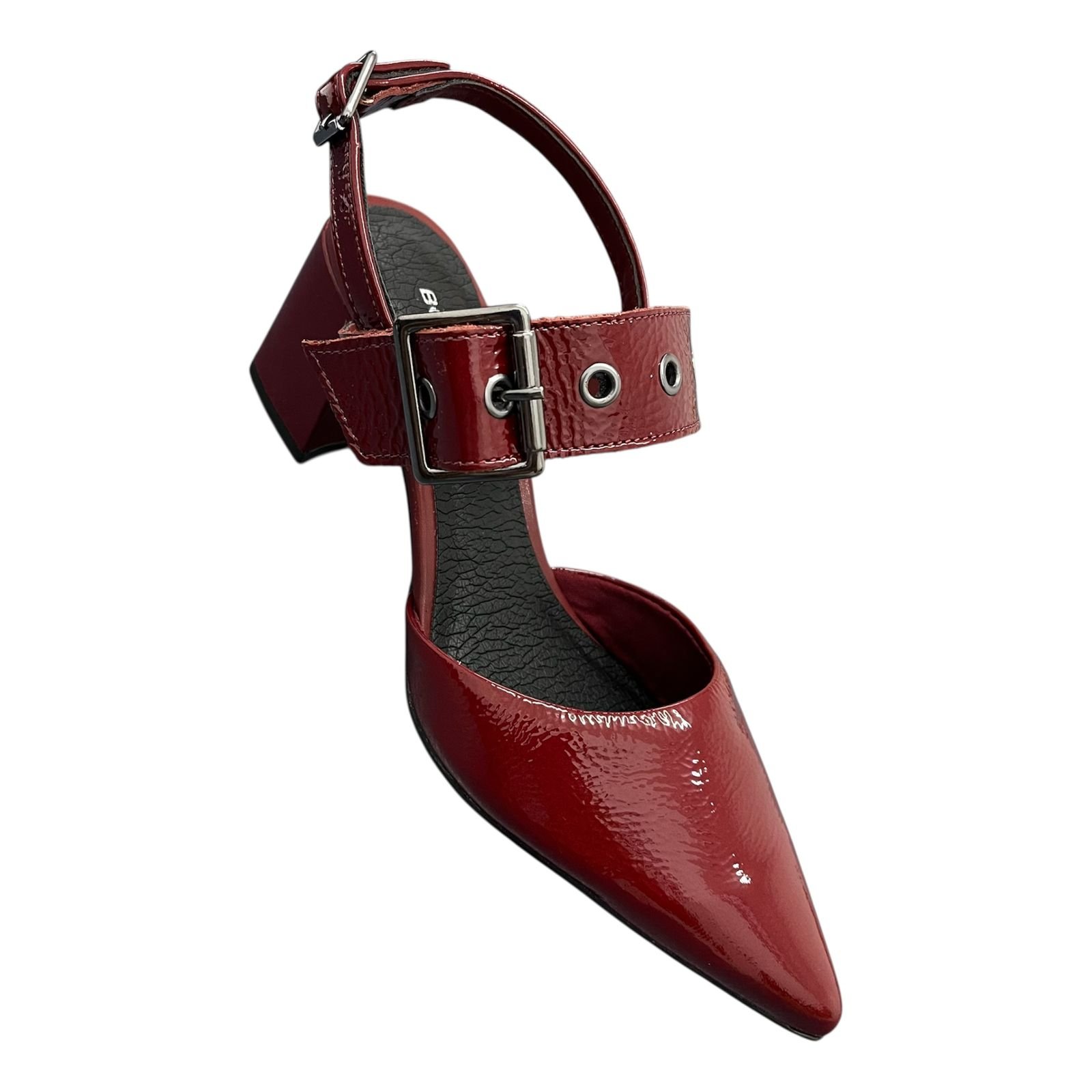 Sapato Slingback Bottero Salto Bloco Em Couro 354908 Vermelho 2