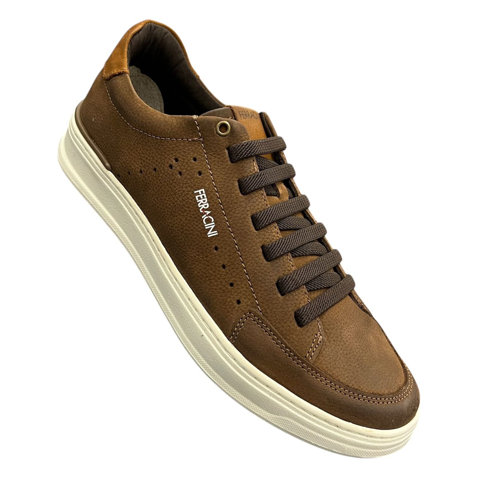 Sapatênis Masculino Ferracini Nobuck Em Couro Gold 2074F Marrom 2