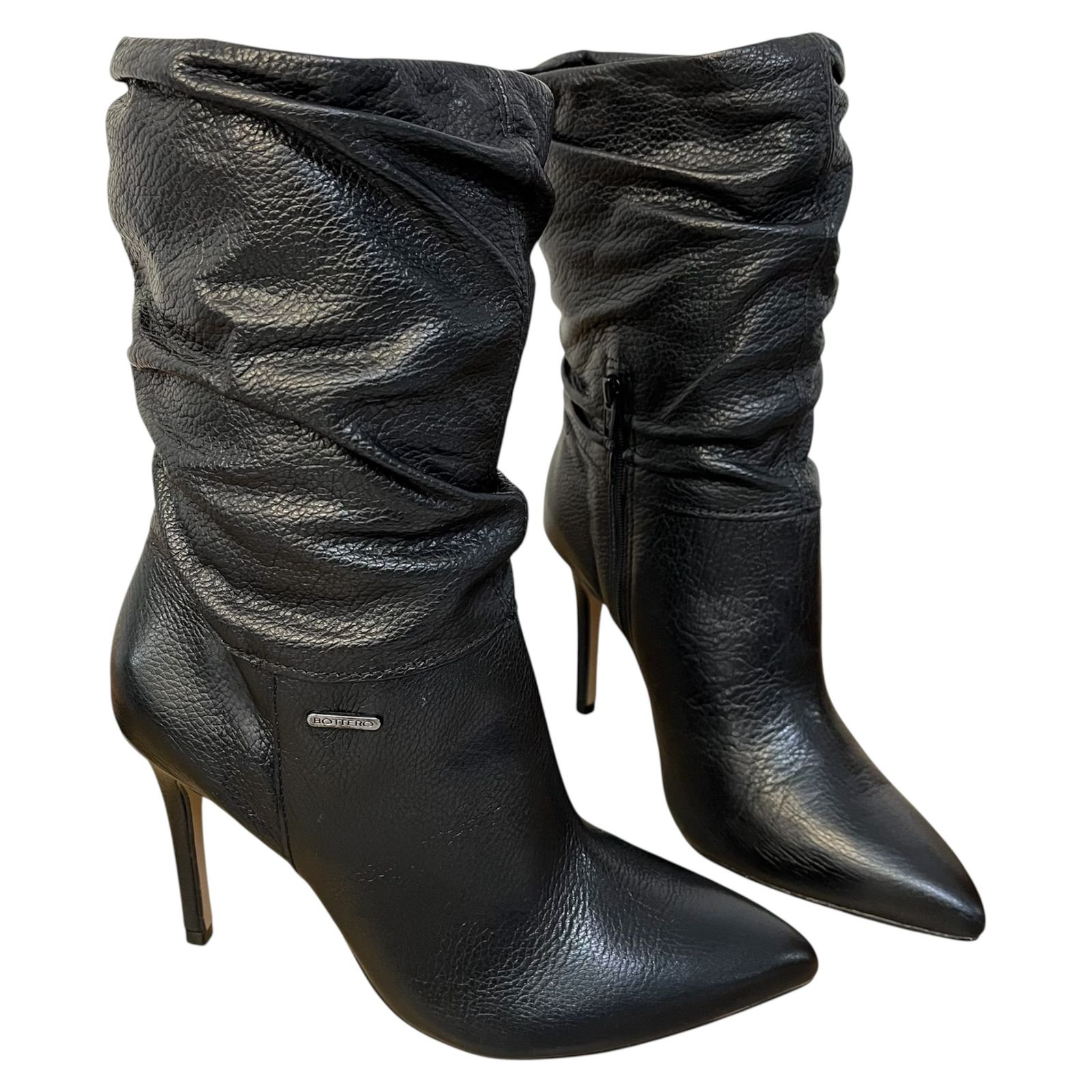 Bota Bottero Slouchy Bico Fino Em Couro 347004 Preto 3