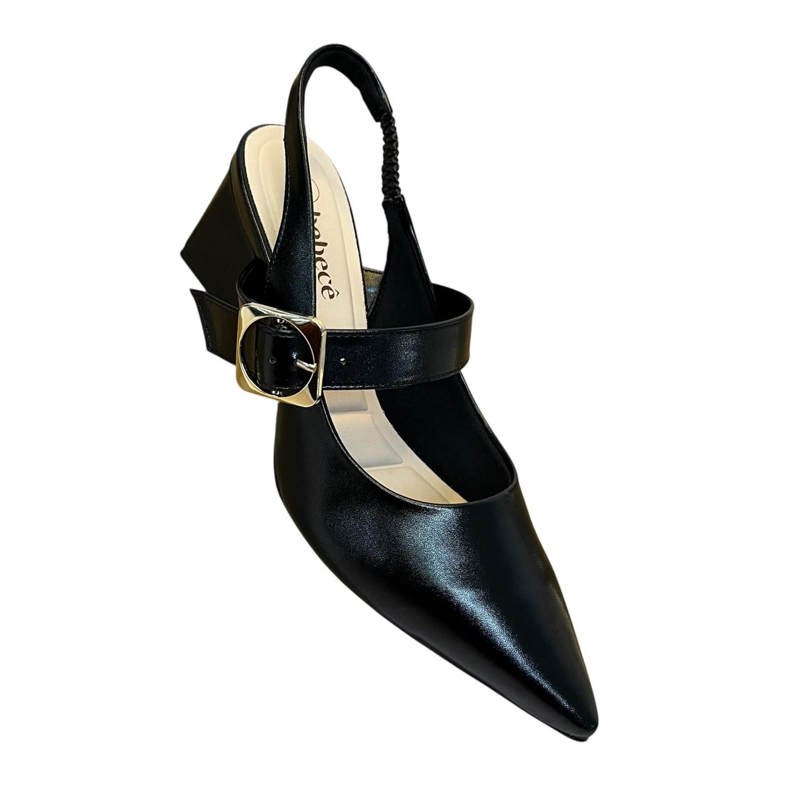 Sapato Slingback Salto Bloco Bebecê T3838-555 Preto 2
