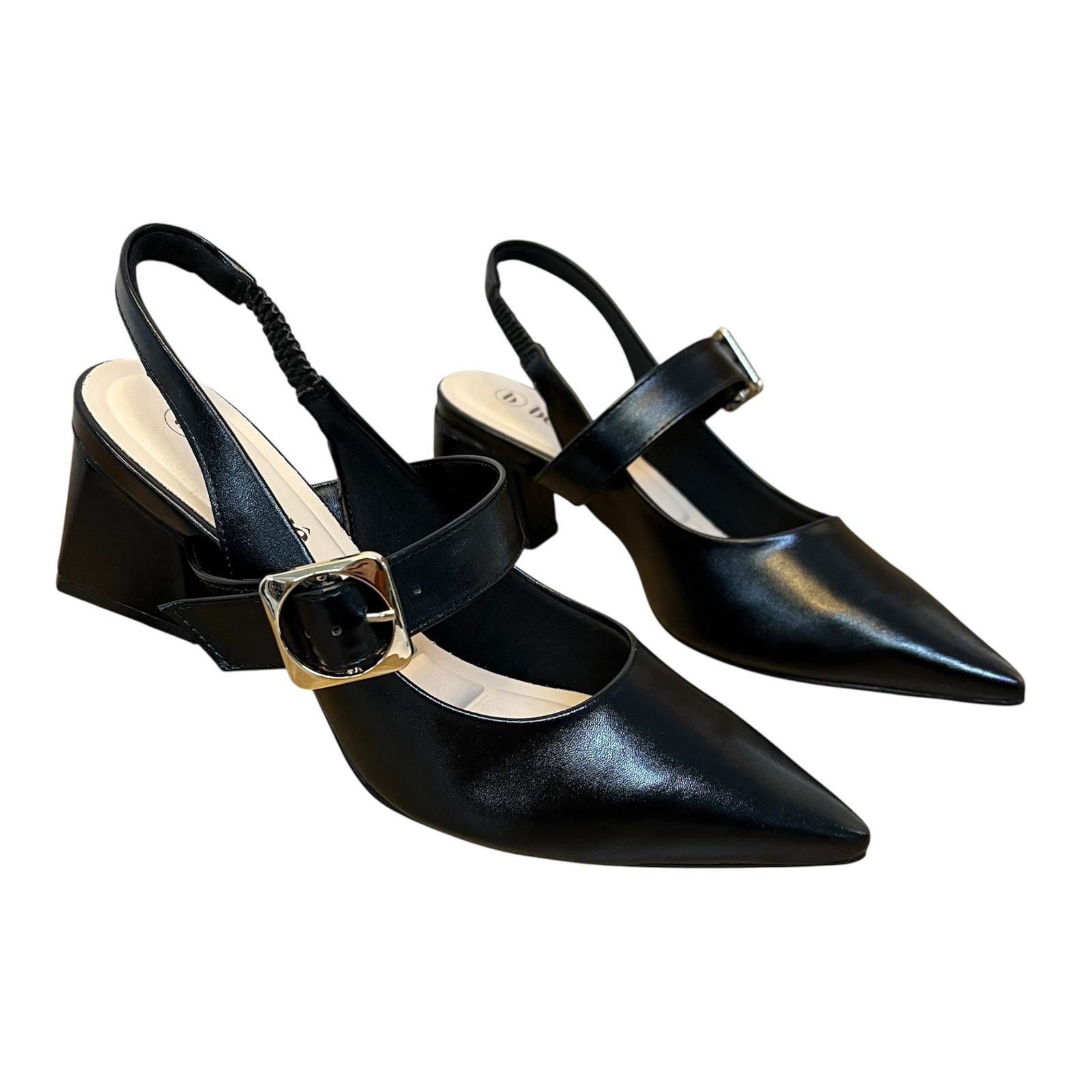 Sapato Slingback Salto Bloco Bebecê T3838-555 Preto 4
