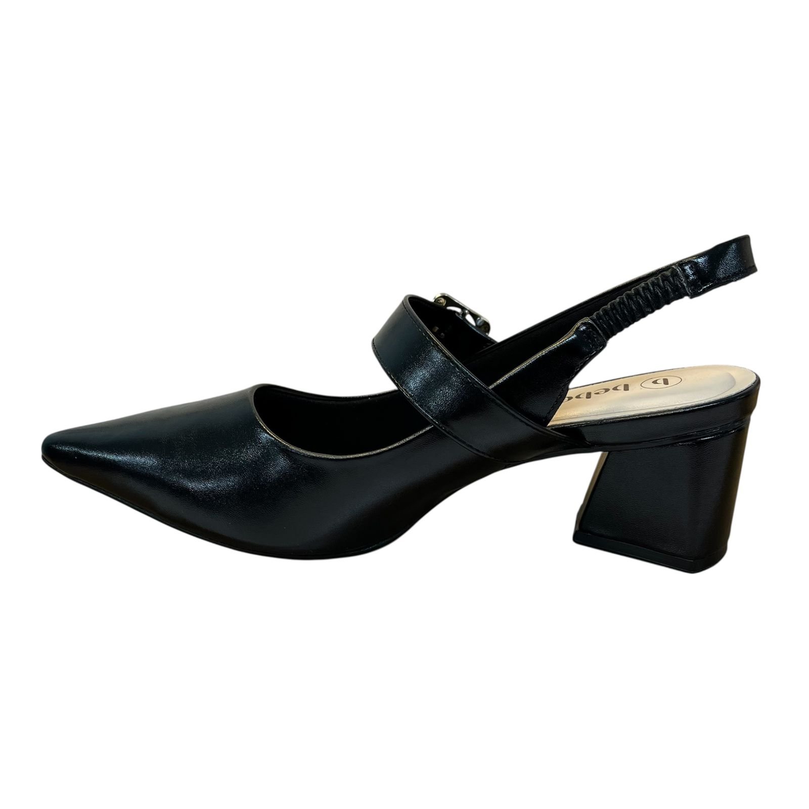 Sapato Slingback Salto Bloco Bebecê T3838-555 Preto 5