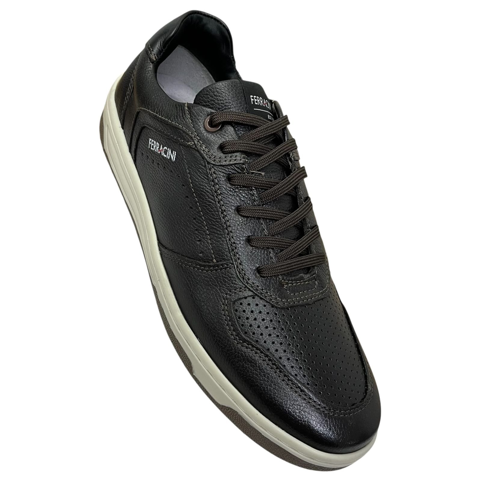 Sapatênis Ferracini Vox  Em Couro 8058-617C Chocolate Preto 2