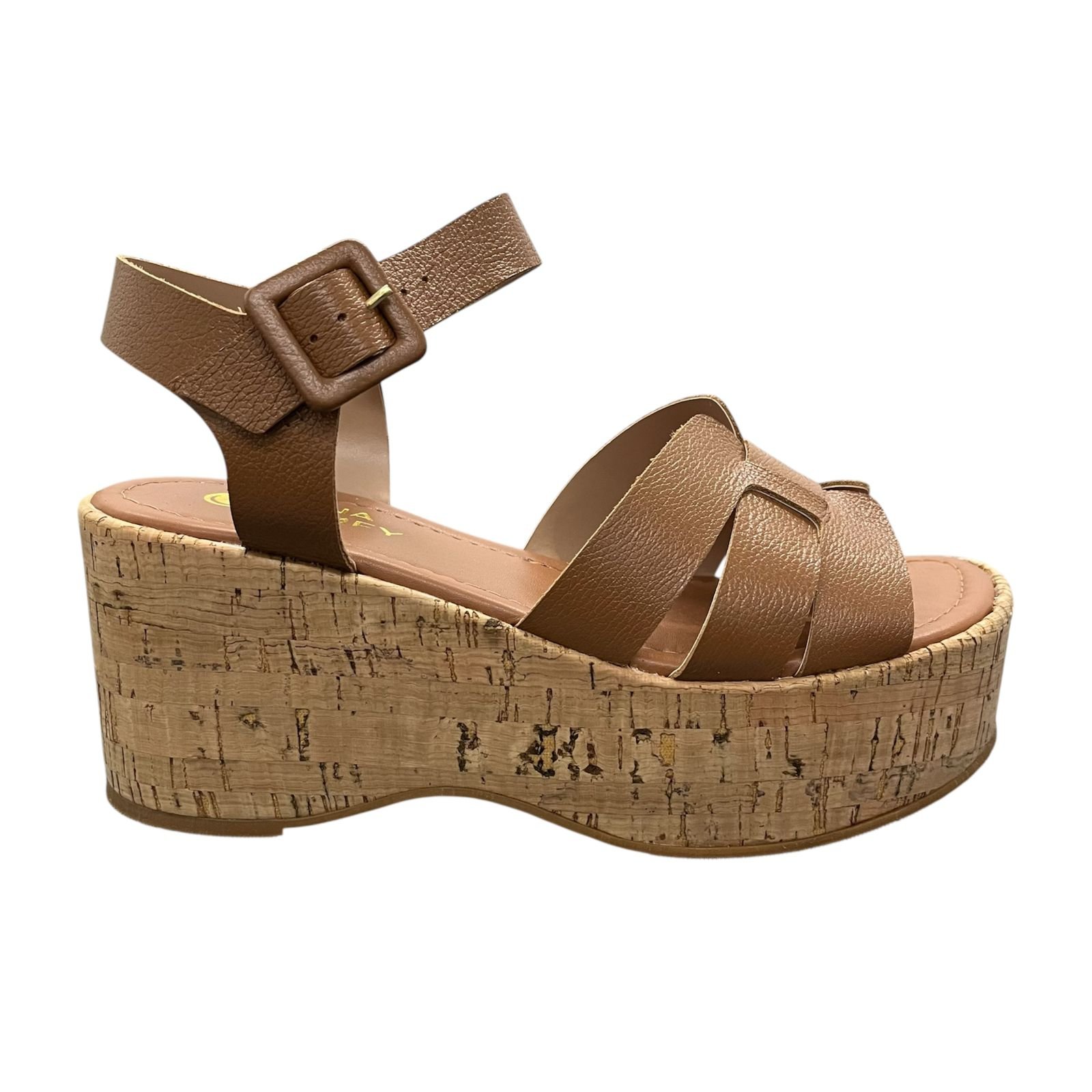 Sandália Plataforma Luna Cortiça Couro Jh908