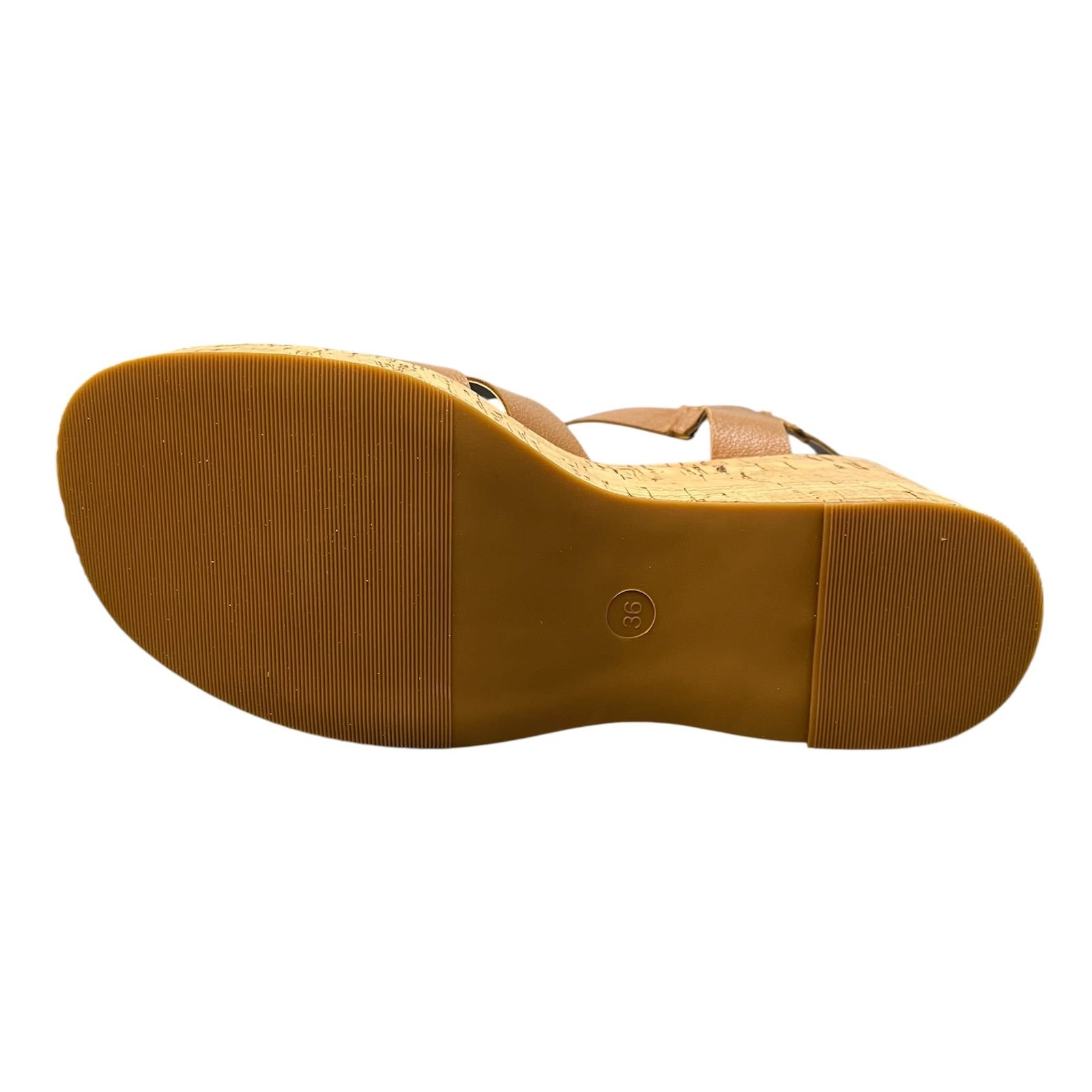 Sandália Plataforma Luna Cortiça Couro Jh908 Marrom 3