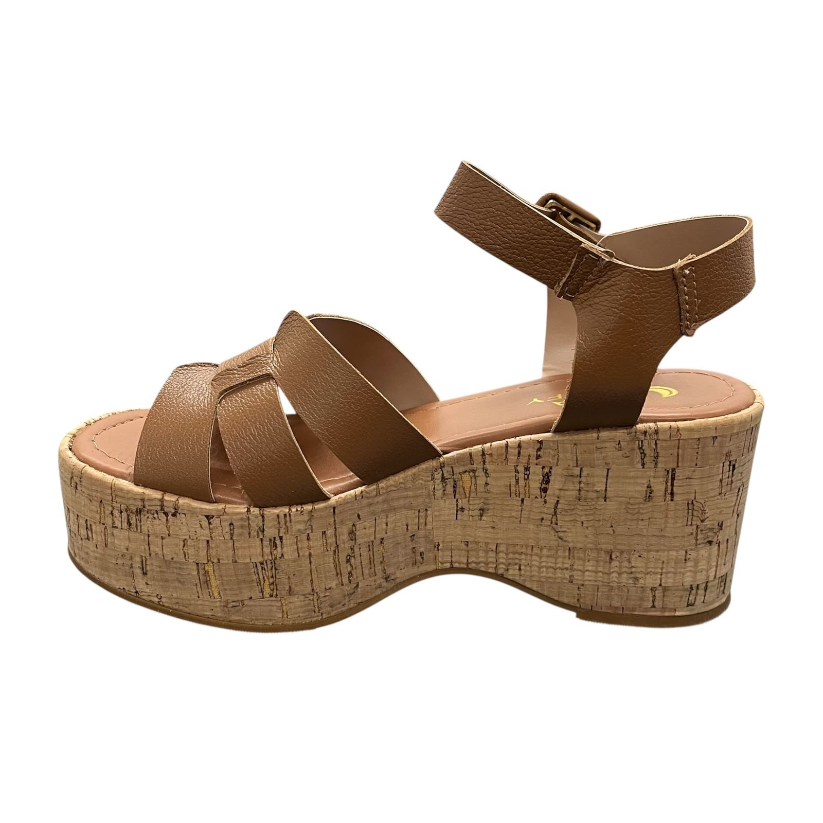 Sandália Plataforma Luna Cortiça Couro Jh908 Marrom 5