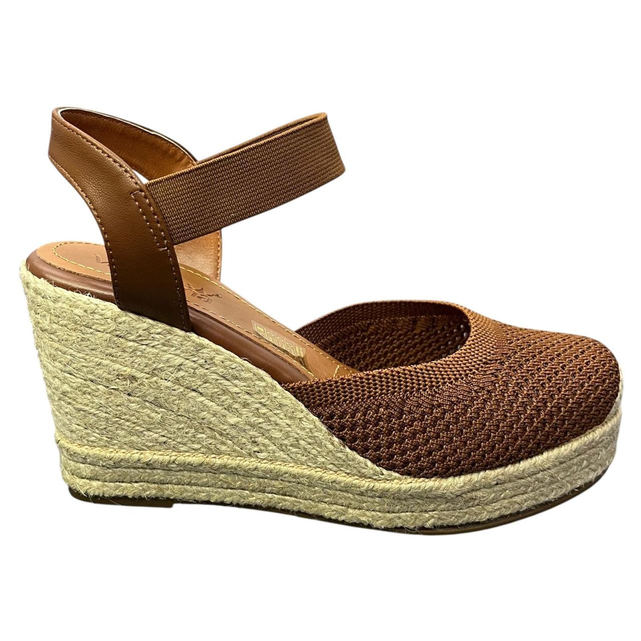 Sandália Anabela Trama Valentina 502134 Marrom