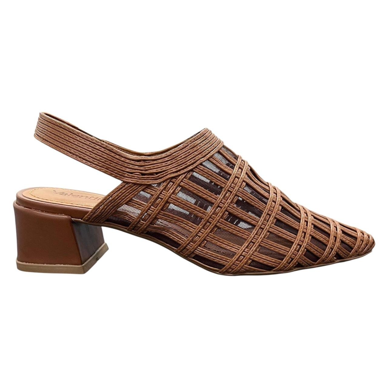Scarpin Slingback Trama Valentina 377014 Marrom