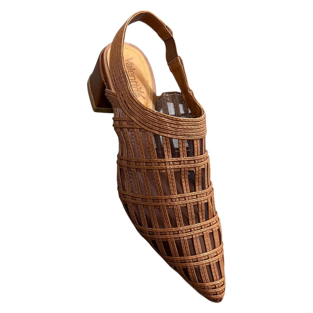 Scarpin Slingback Trama Valentina 377014 Marrom Marrom 2