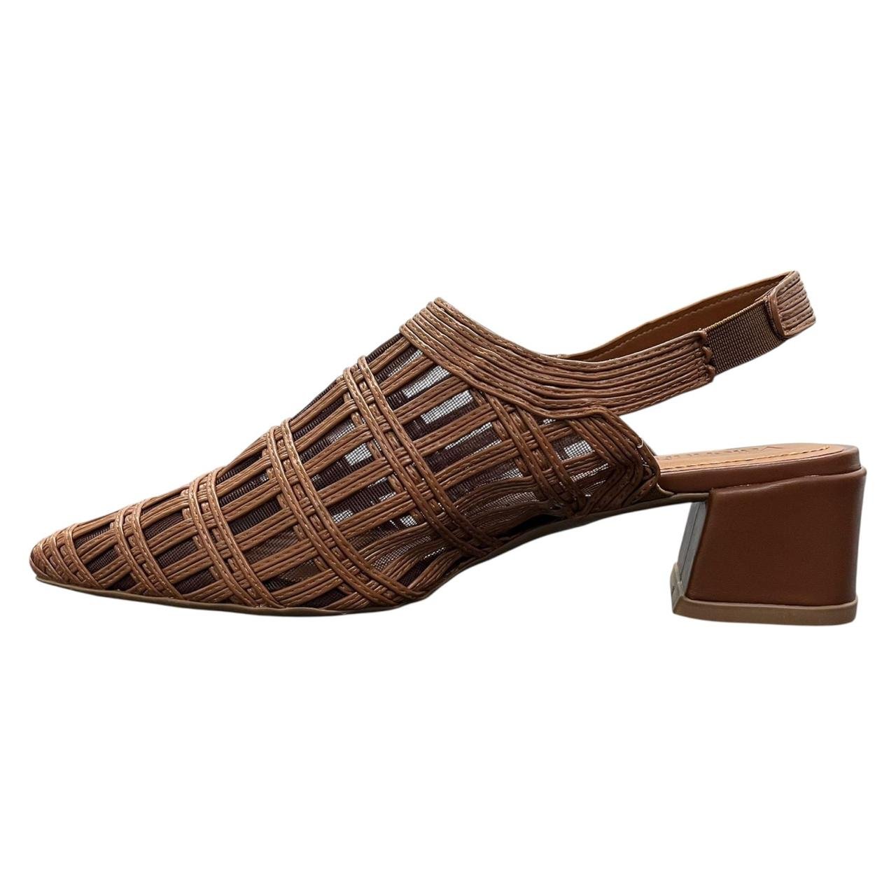 Scarpin Slingback Trama Valentina 377014 Marrom Marrom 3