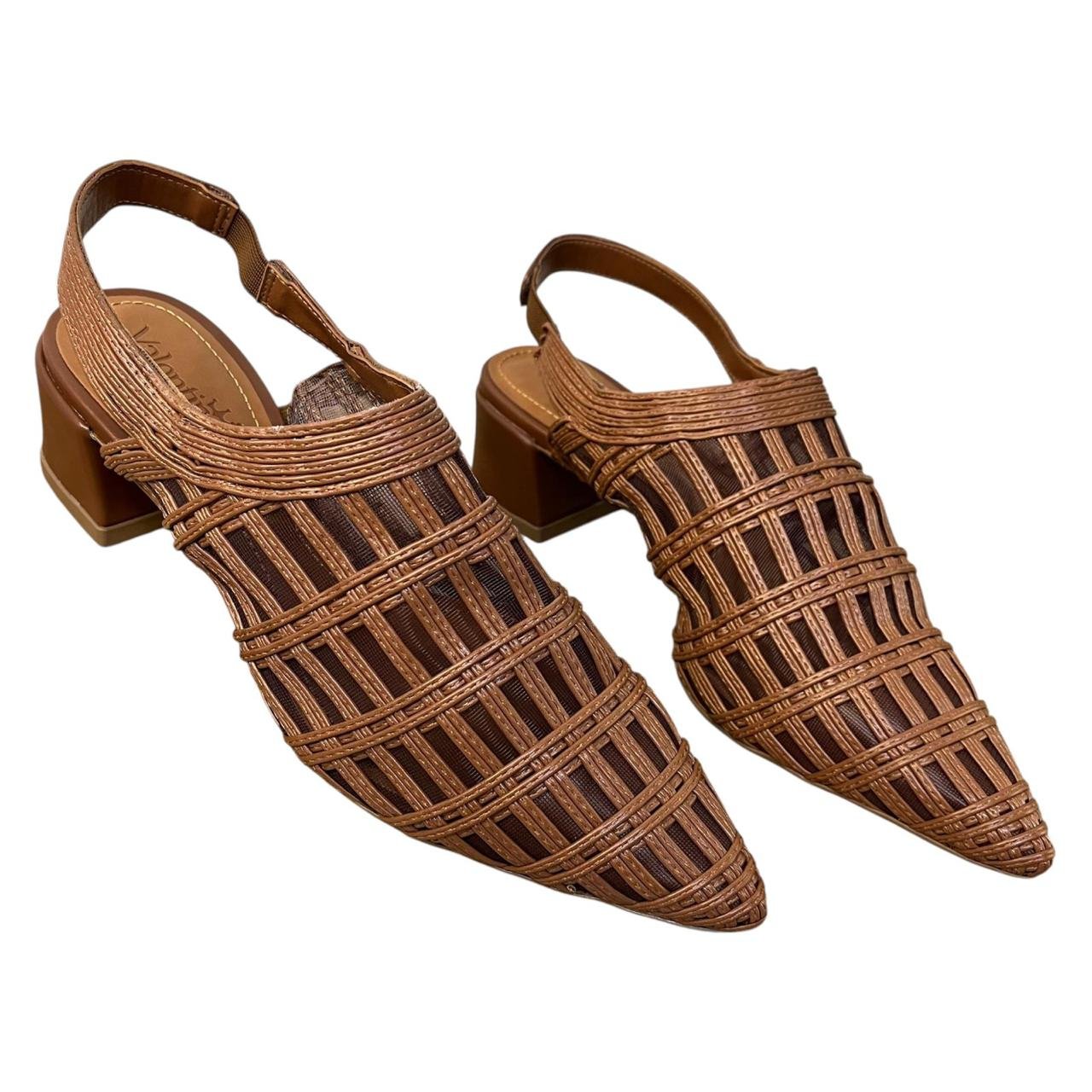 Scarpin Slingback Trama Valentina 377014 Marrom Marrom 5