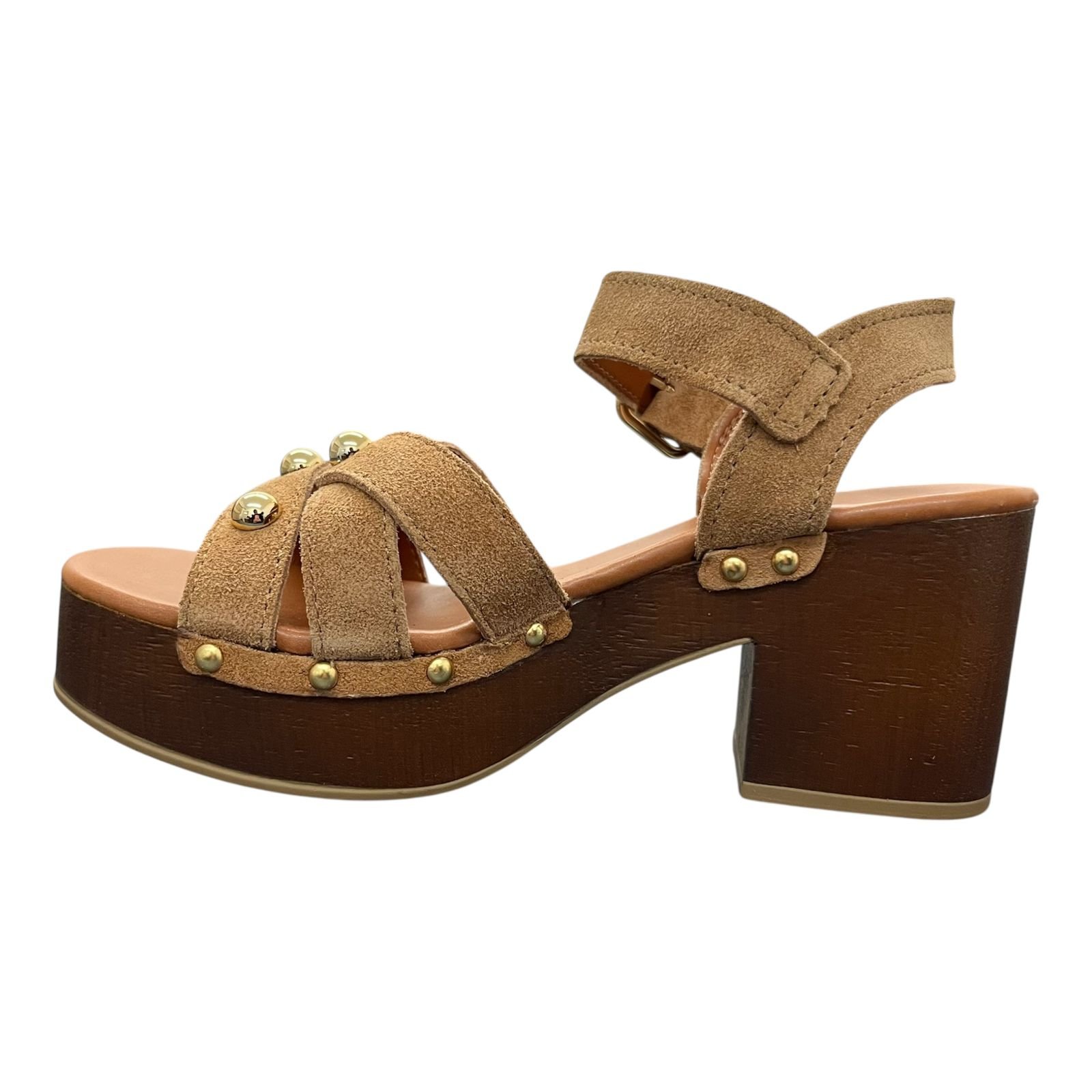 Sandália Plataforma Bottero Camurça Couro 370507 Bege 3