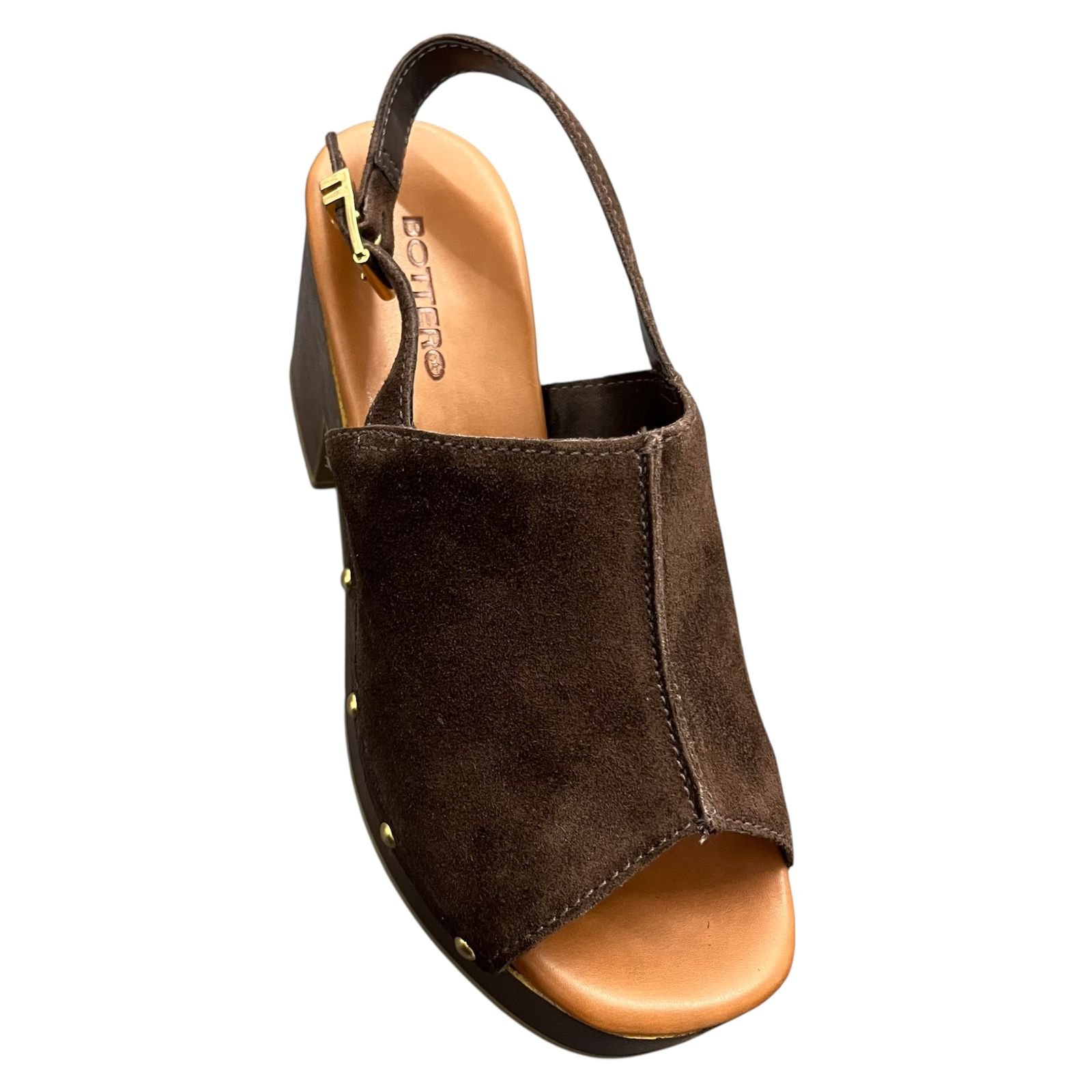 Sandália Plataforma Bottero Camurça Couro 370505 Café 2