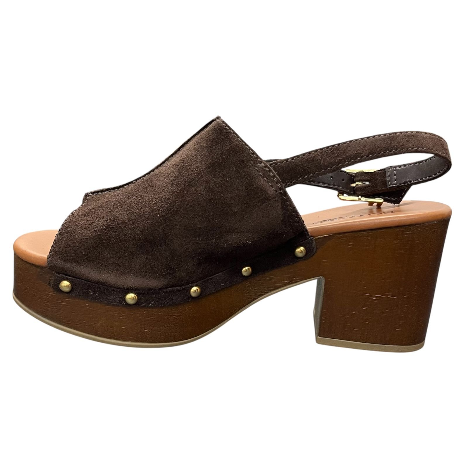 Sandália Plataforma Bottero Camurça Couro 370505 Café 3