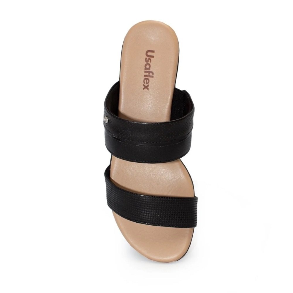 Tamanco Salto Bloco Usaflex Em Couro MM0804002 Preto 3