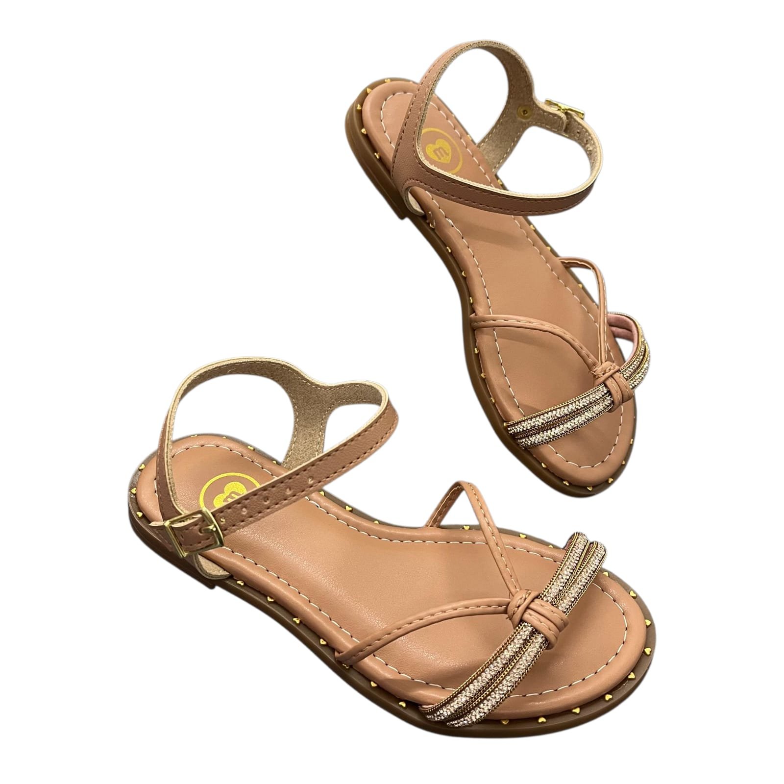 Sandália Rasteira Menina Molekinha Strass 2342.109 Nude 5