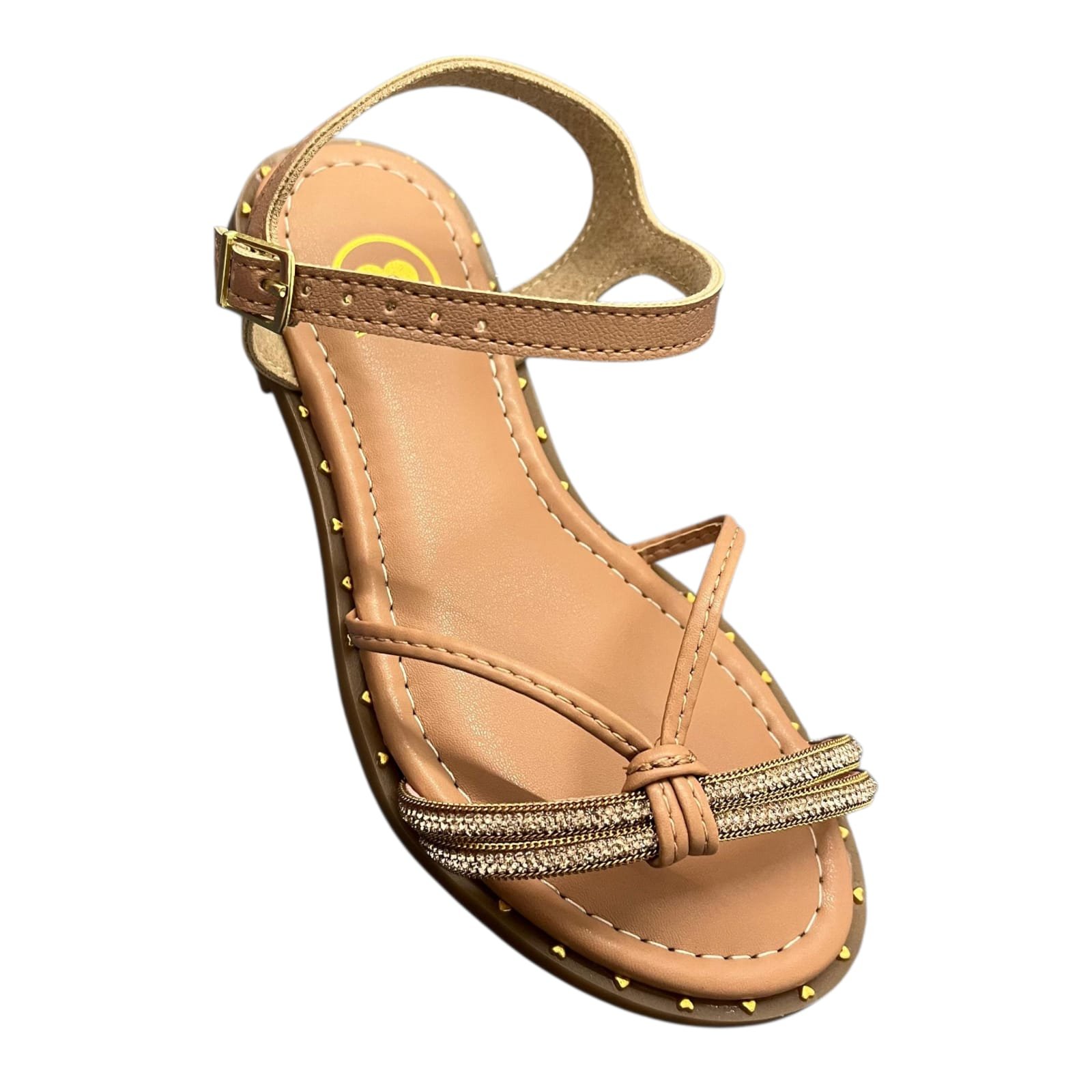 Sandália Rasteira Menina Molekinha Strass 2342.109 Nude 2