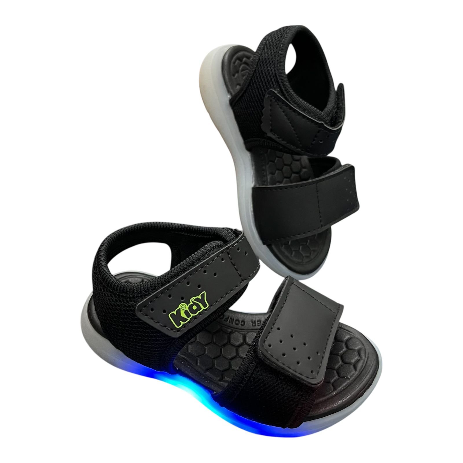 Sandália Kidy Flex Infantil Menino Luz De Led 0115-0007 Preto 6