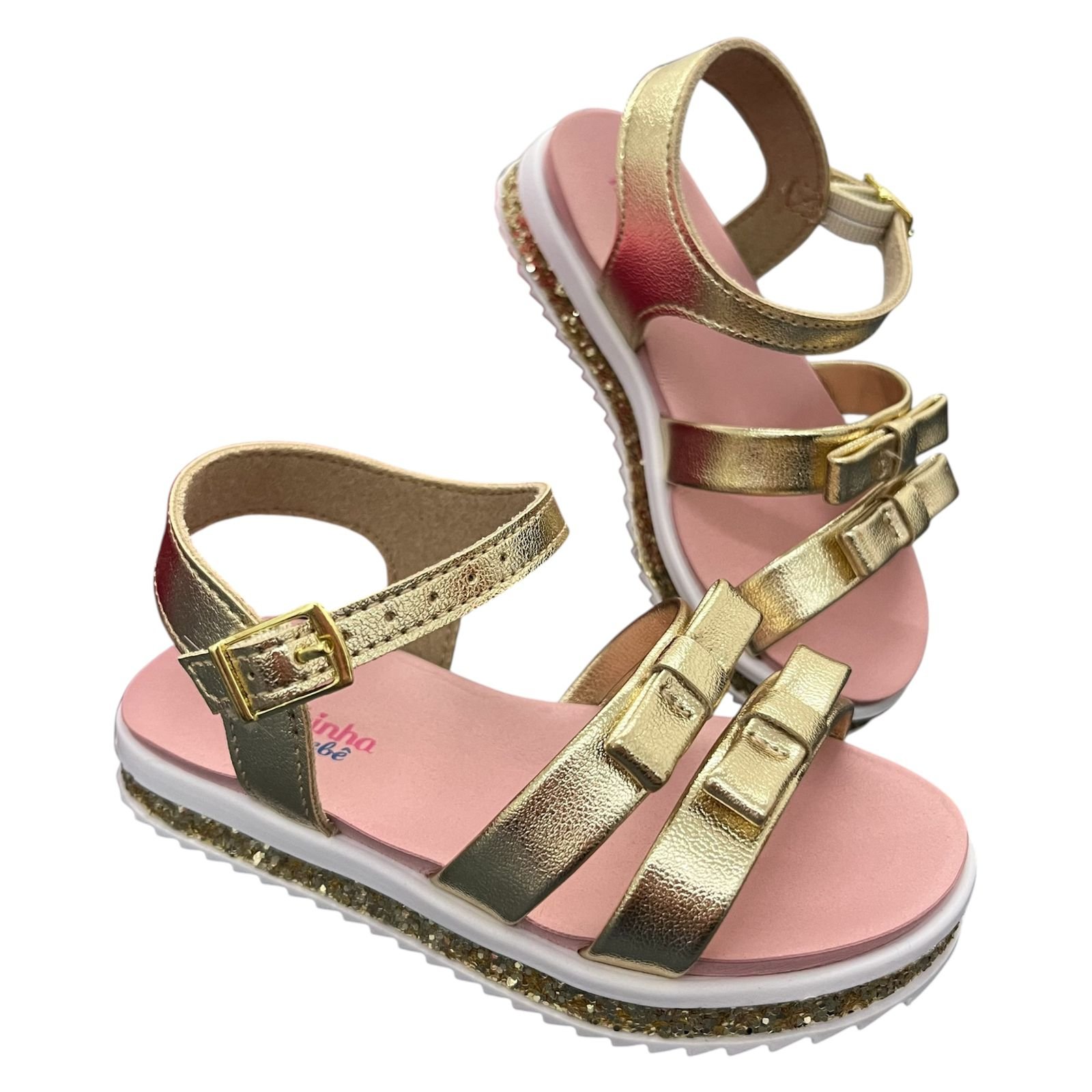 Sandália Molekinha Flatform Infantil Menina 2724.124 Dourado 5