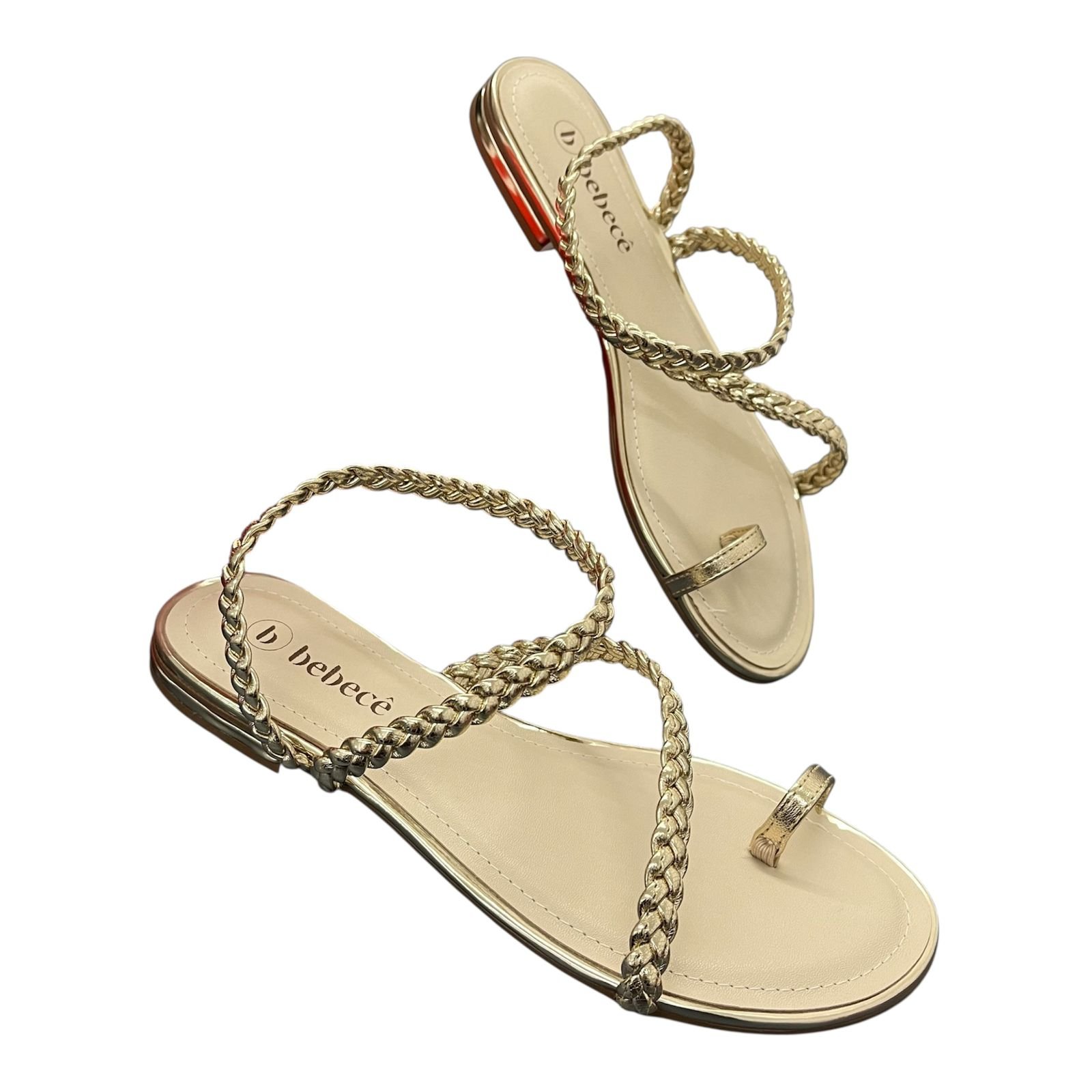 Sandália Feminina Rasteira Bebecê T1028-528 Dourado 3