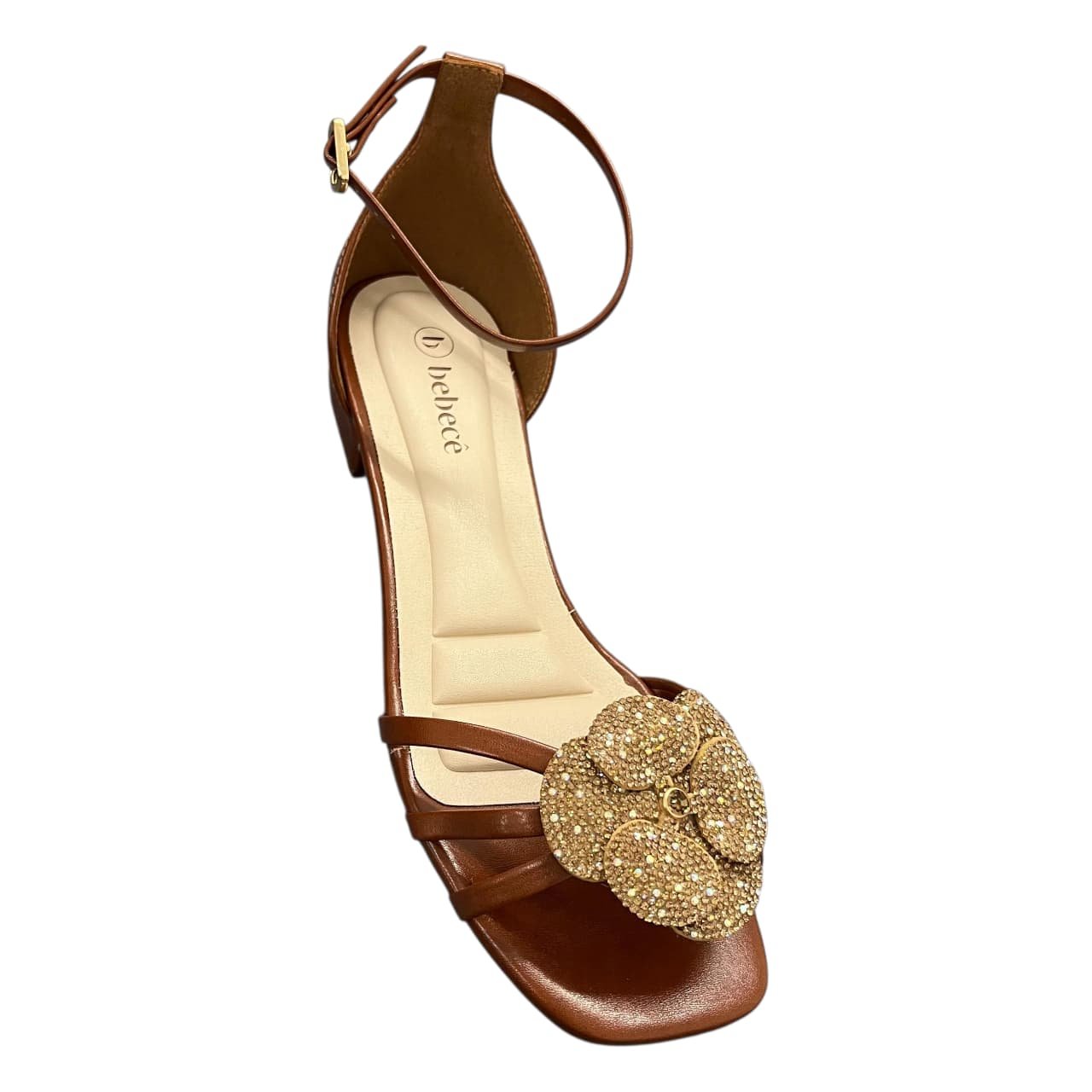 Sandália Feminina Rasteira Bebecê Flor T2547-045 Marrom 2