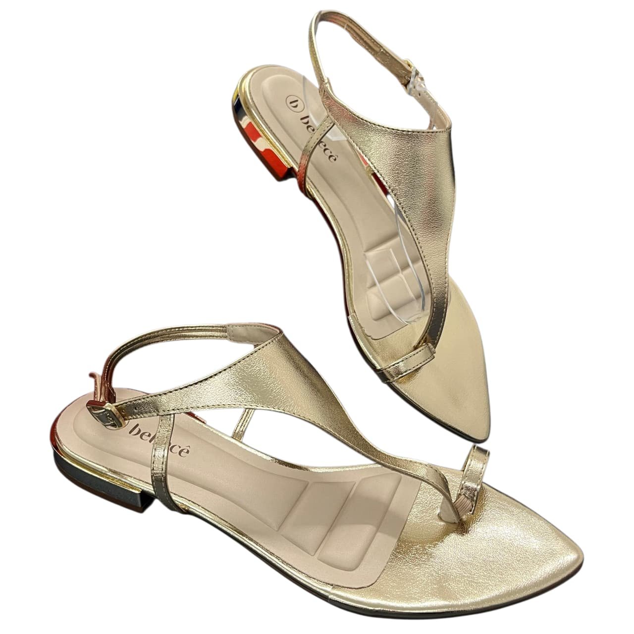 Sandália Bico Folha Rasteira Bebecê T2510-062 Dourado 3