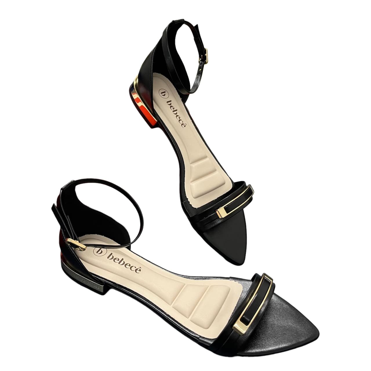 Sandália Bico Folha Rasteira Bebecê T2510-066 Preto 3