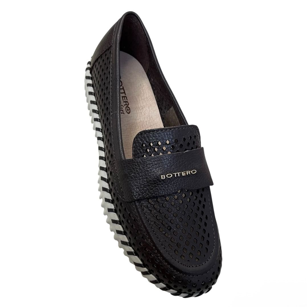 Tênis Casual Slip-On Bottero Em Couro 374104 Preto 2