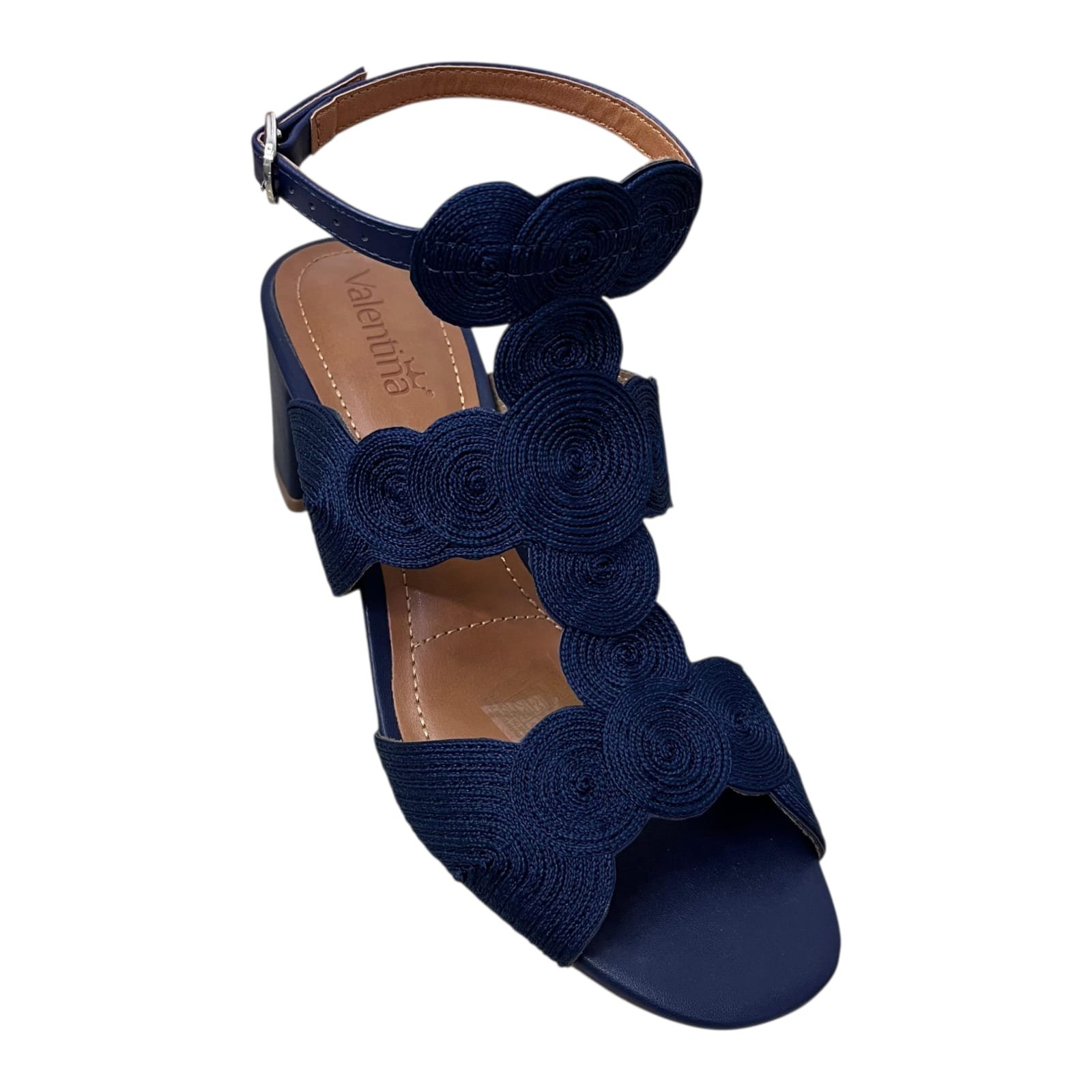 Sandália Salto Bloco Valentina Trama 457035 Azul 2