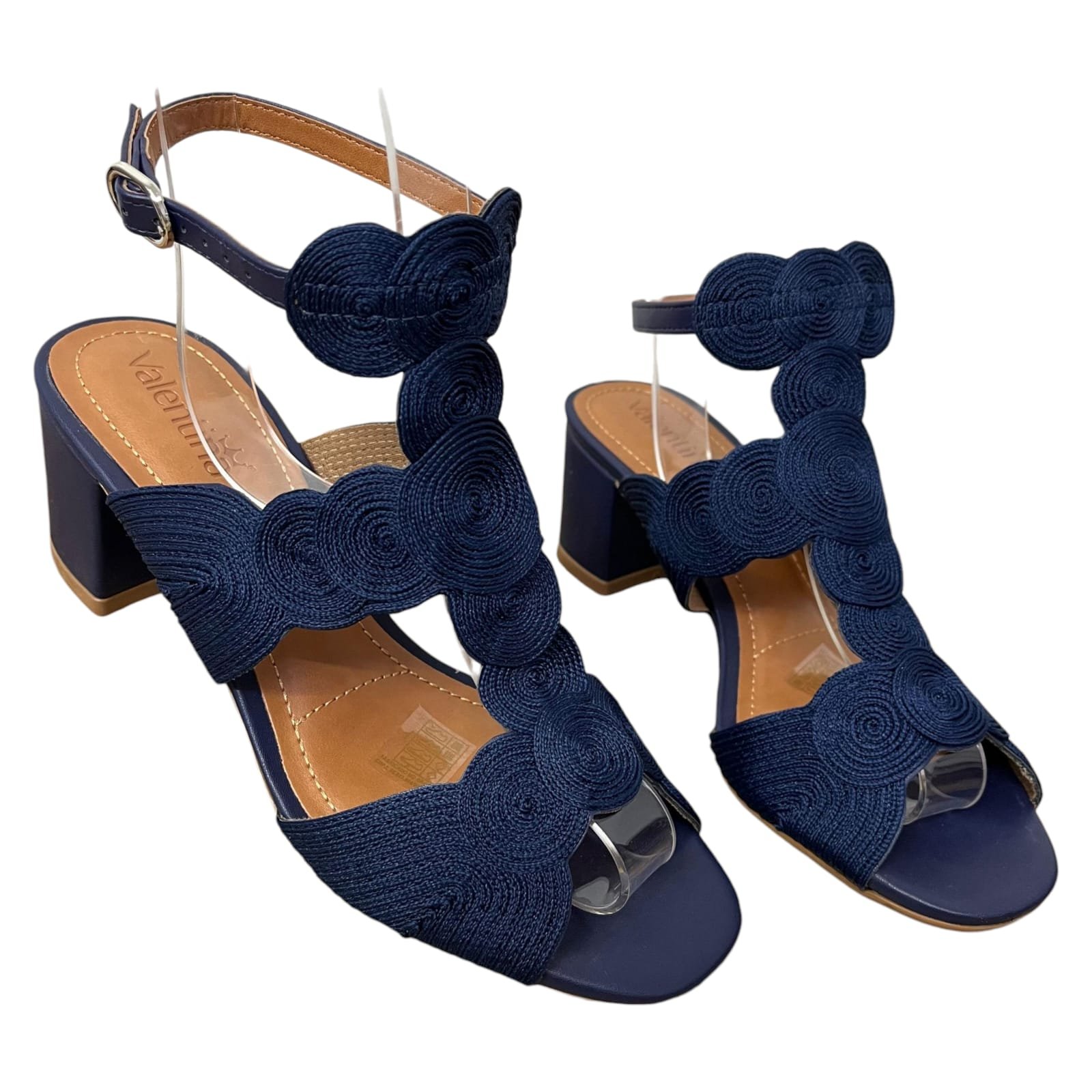 Sandália Salto Bloco Valentina Trama 457035 Azul 3
