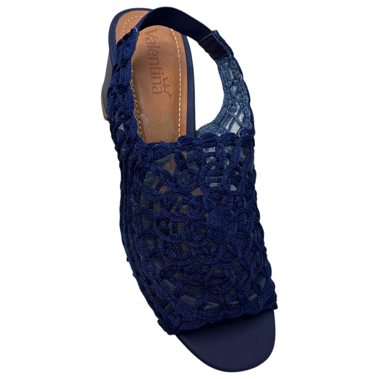 Sandália Salto Bloco Valentina Trama 457010 Azul Marinho 2