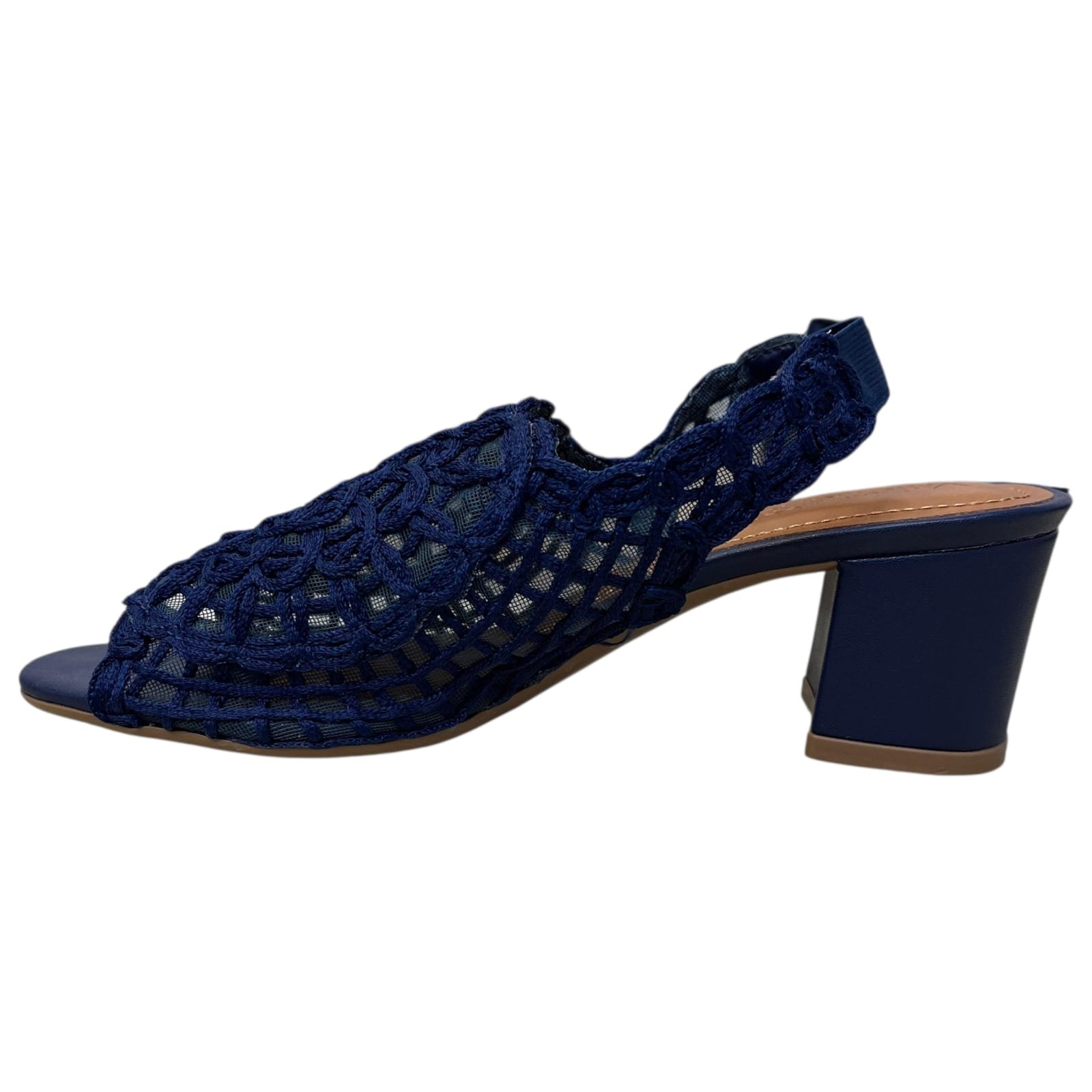 Sandália Salto Bloco Valentina Trama 457010 Azul Marinho 4