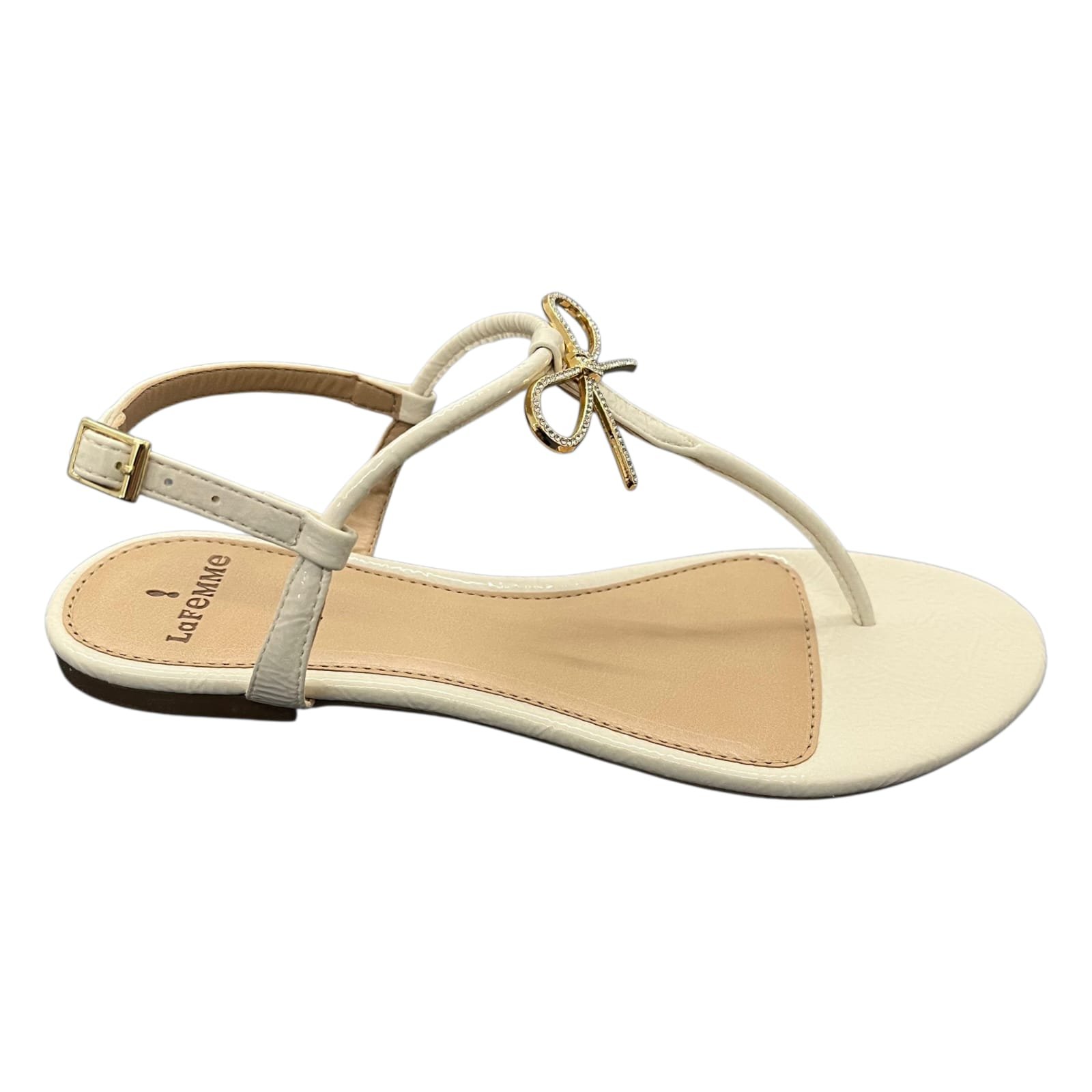 Sandália Feminina Rasteira La Femme Laço Em Strass 13.823