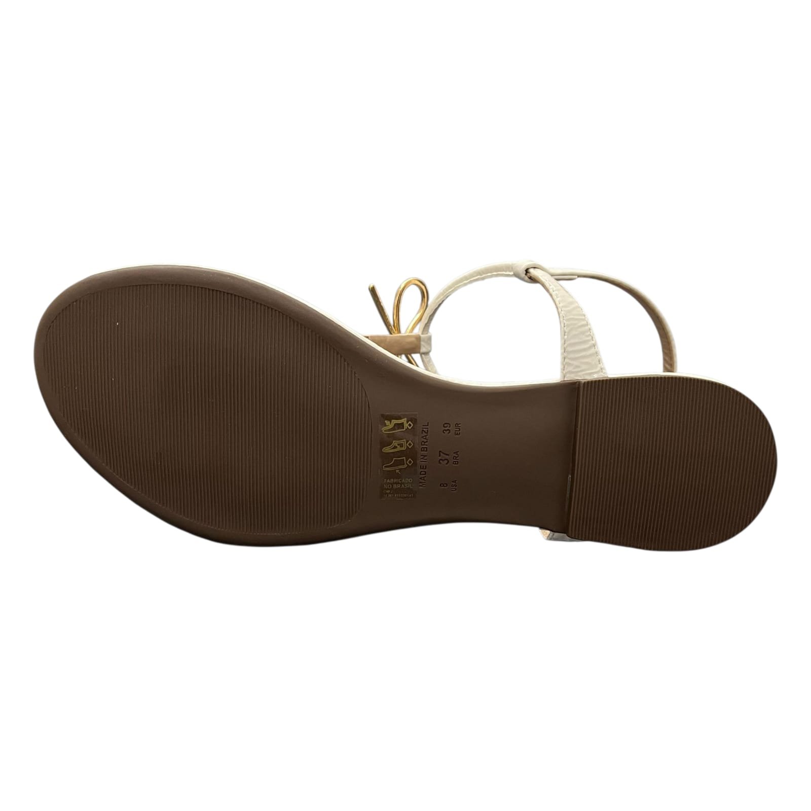 Sandália Feminina Rasteira La Femme Laço Em Strass 13.823 Off White 4