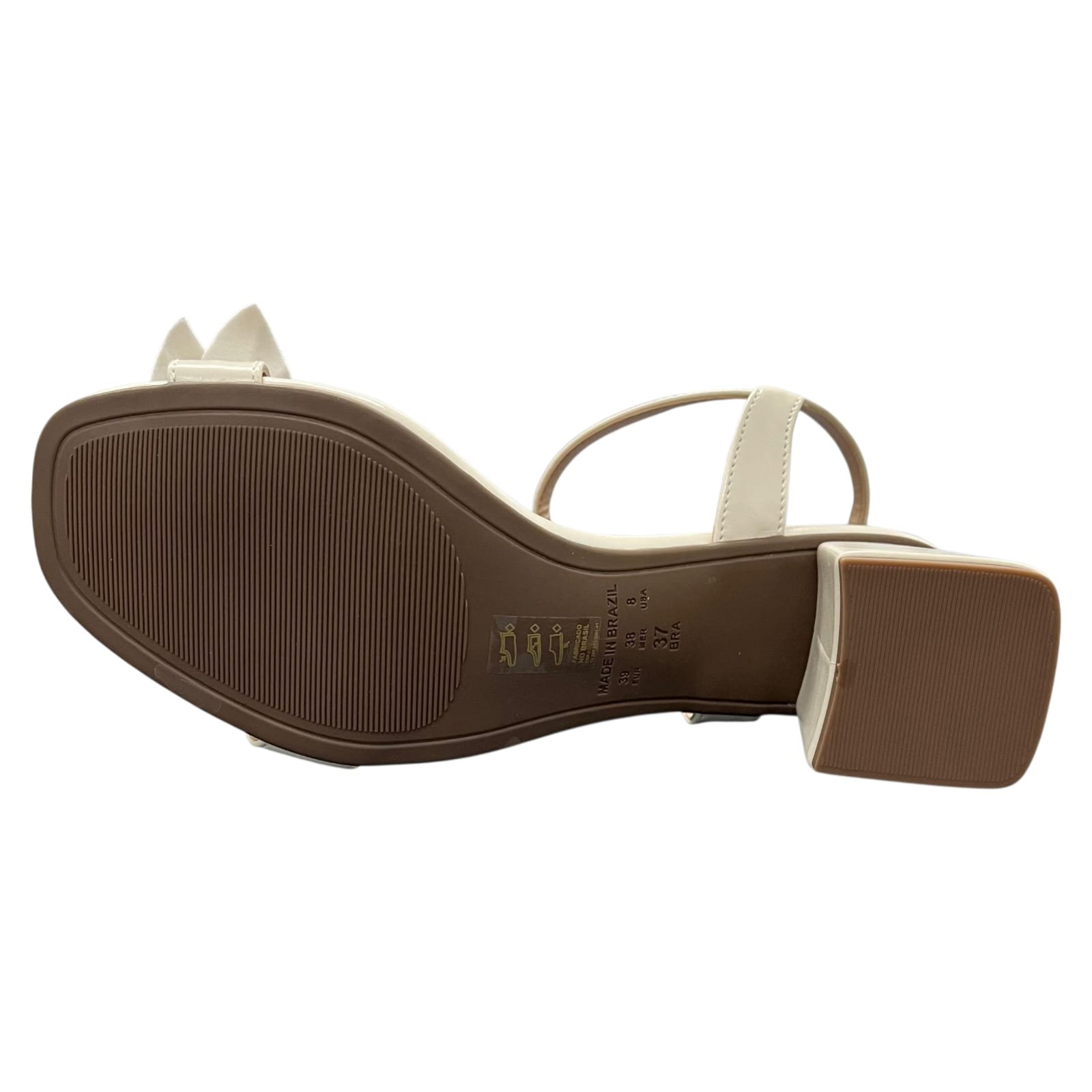 Sandália Feminina Salto Bloco La Femme Flor 57.092 Off White 4