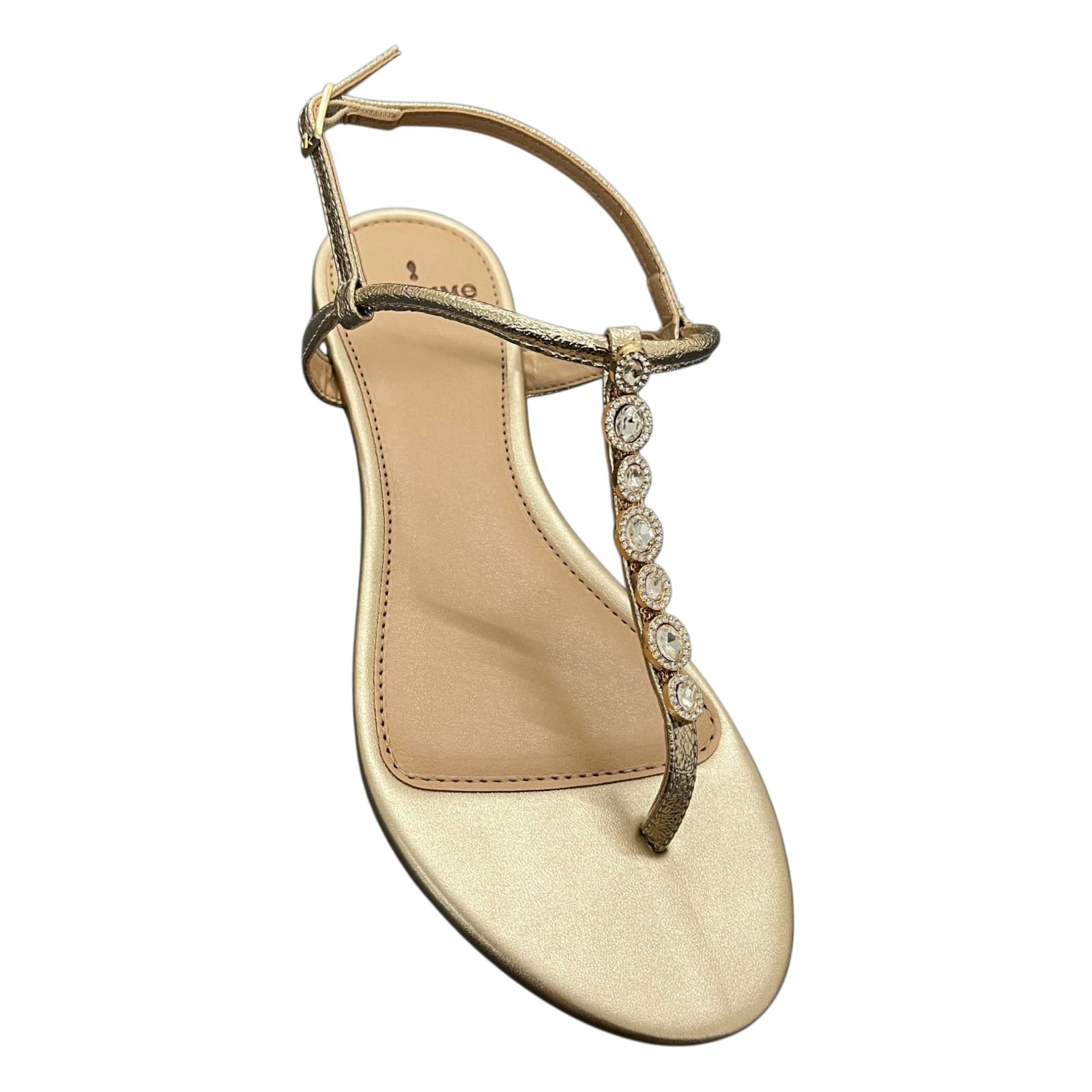 Sandália Feminina Rasteira La Femme Strass 13.1232 Dourado 2